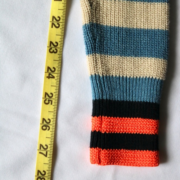 Cotton By Autumn Cashmere Sweater Women's Petite Small Stripes Blue Coral Black - Picture 10 of 10